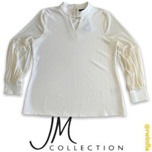 JM Collection Sheer Long Sleeve Top Large